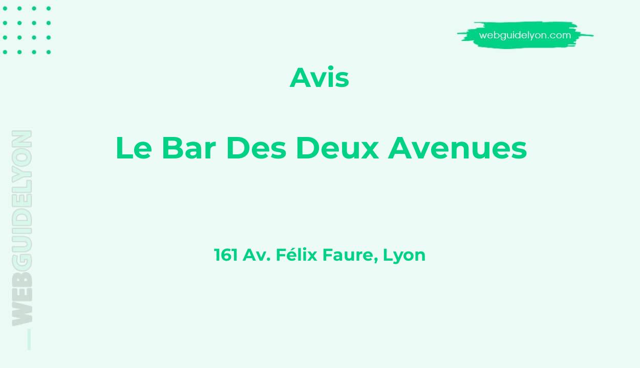 Avis sur Le Bar Des Deux Avenues, 161 Av. Félix Faure, Lyon